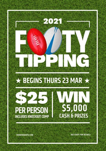 nrl flyer templates|Footy Tipping with AFL & NRL footballs on grass Background .
